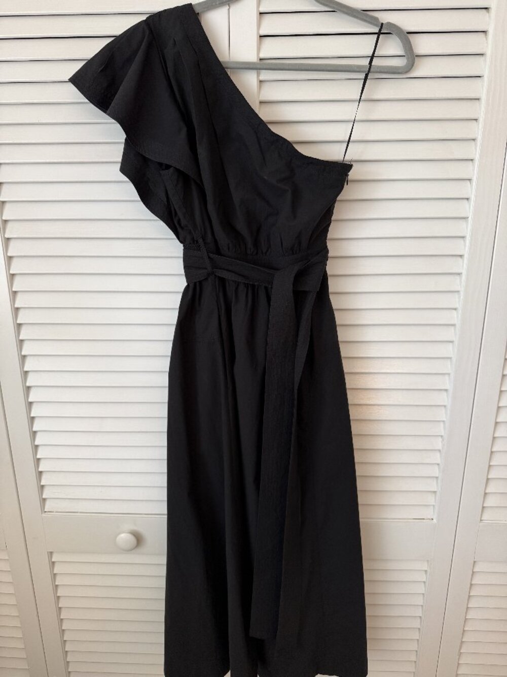 Madewell Ruffled One-Shoulder Midi Dress Black Size 6